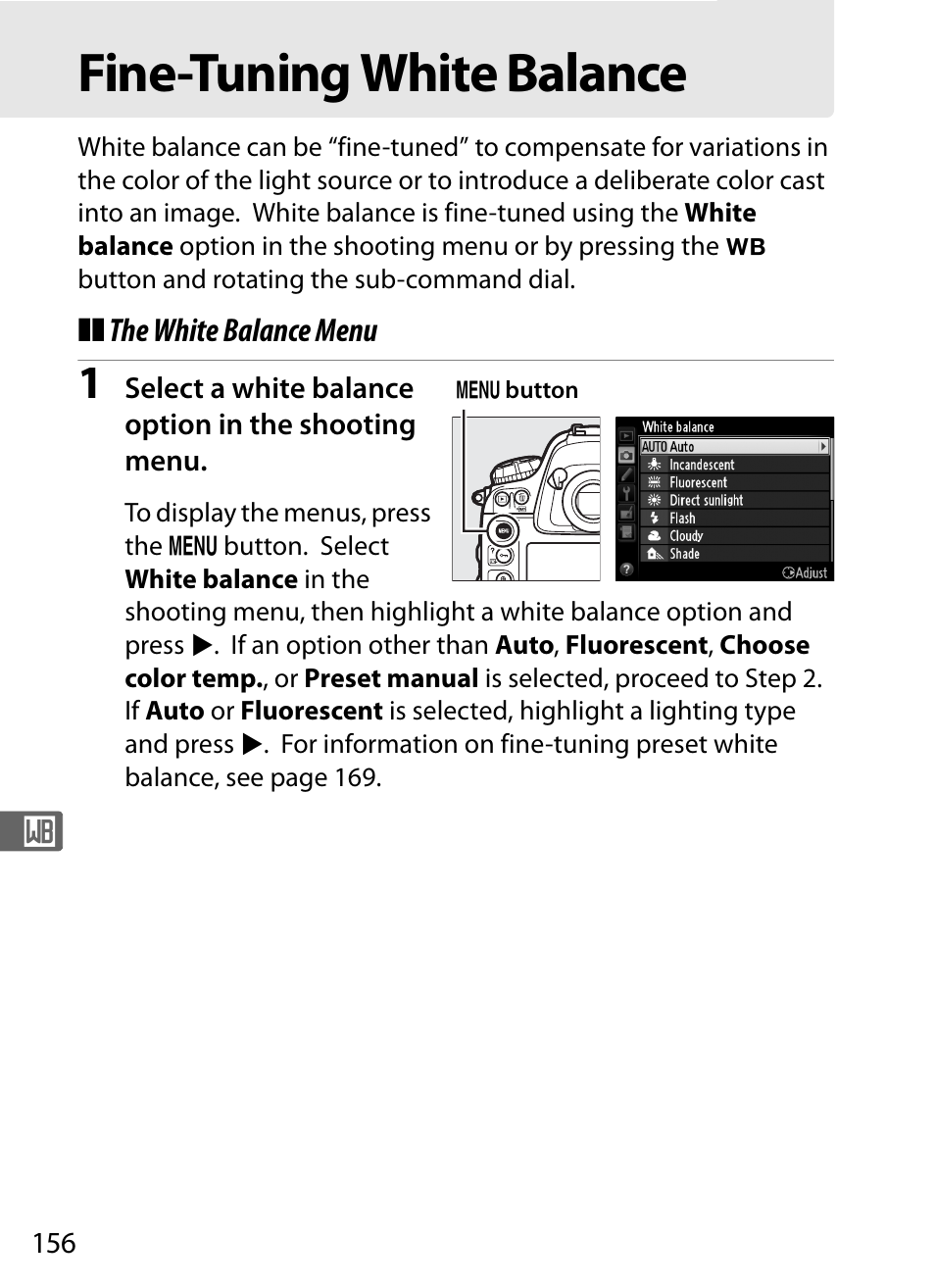 Fine-tuning white balance | Nikon D4 User Manual | Page 182 / 484