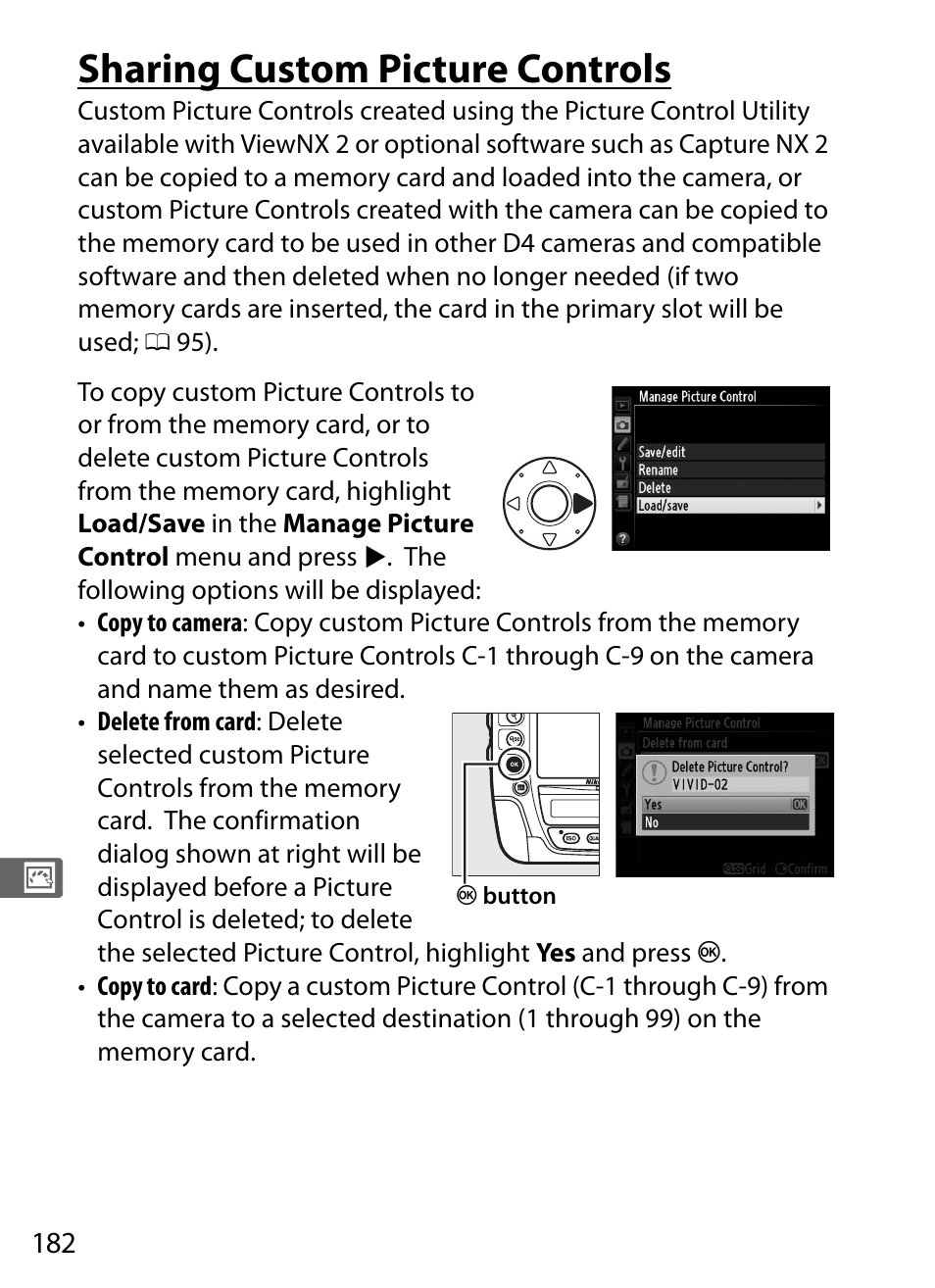 Sharing custom picture controls | Nikon D4 User Manual | Page 208 / 484