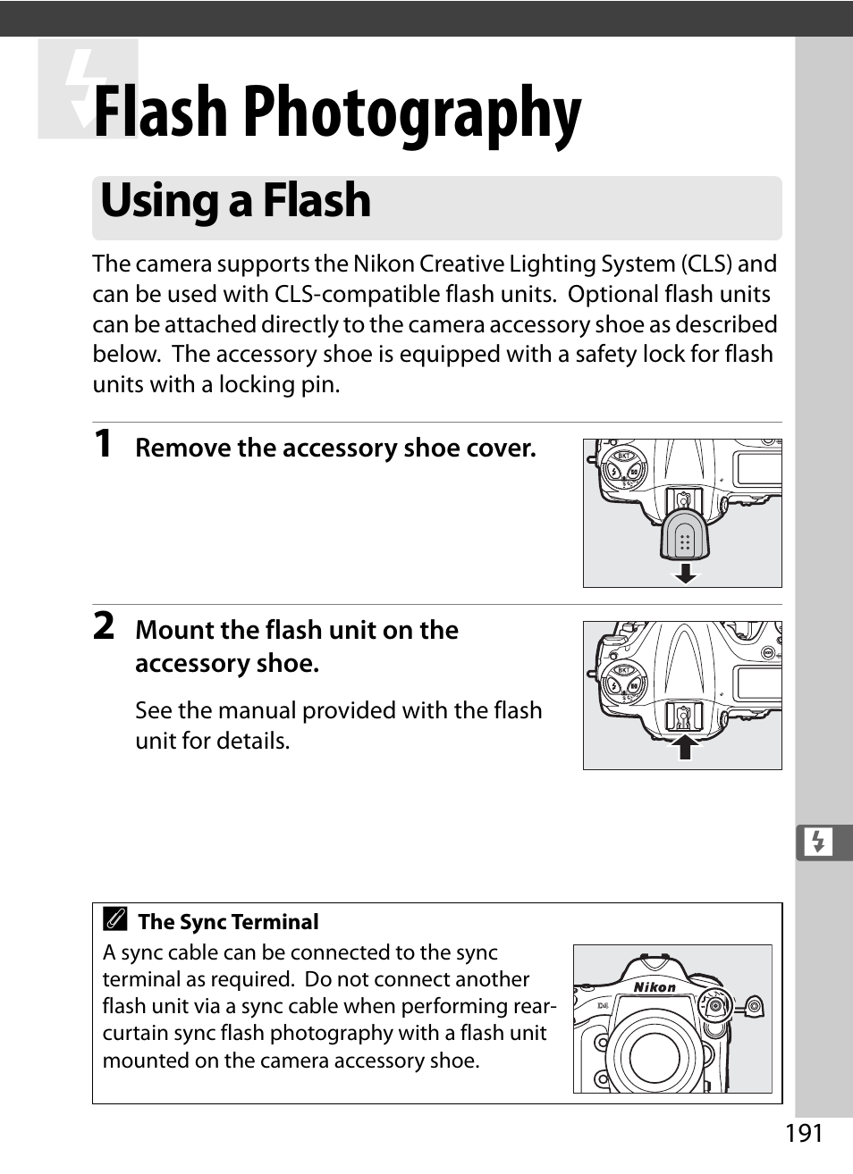 Flash photography, Using a flash | Nikon D4 User Manual | Page 217 / 484