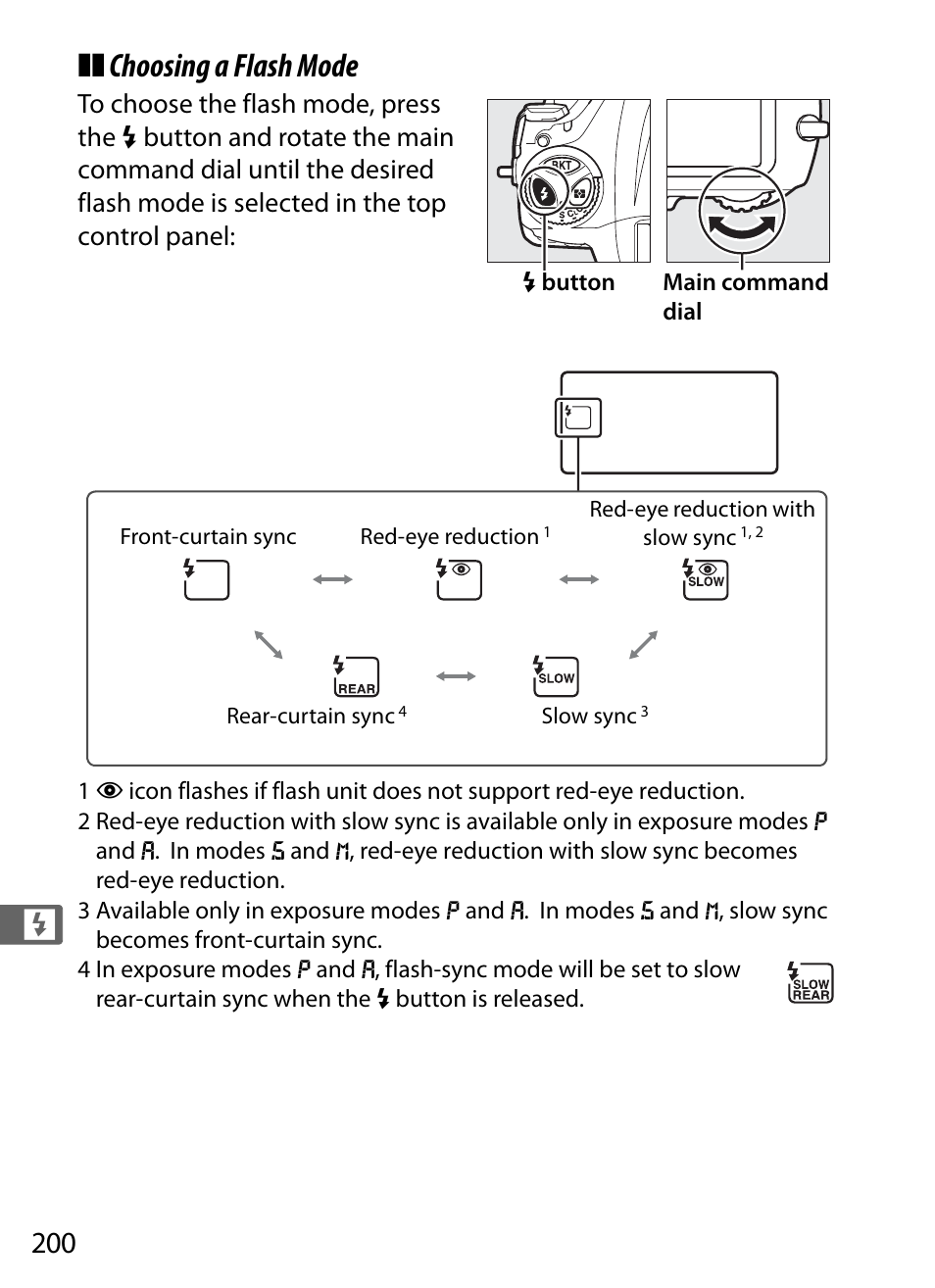 Choosing a flash mode | Nikon D4 User Manual | Page 226 / 484