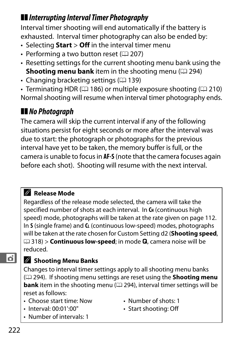 Interrupting interval timer photography, No photograph | Nikon D4 User Manual | Page 248 / 484