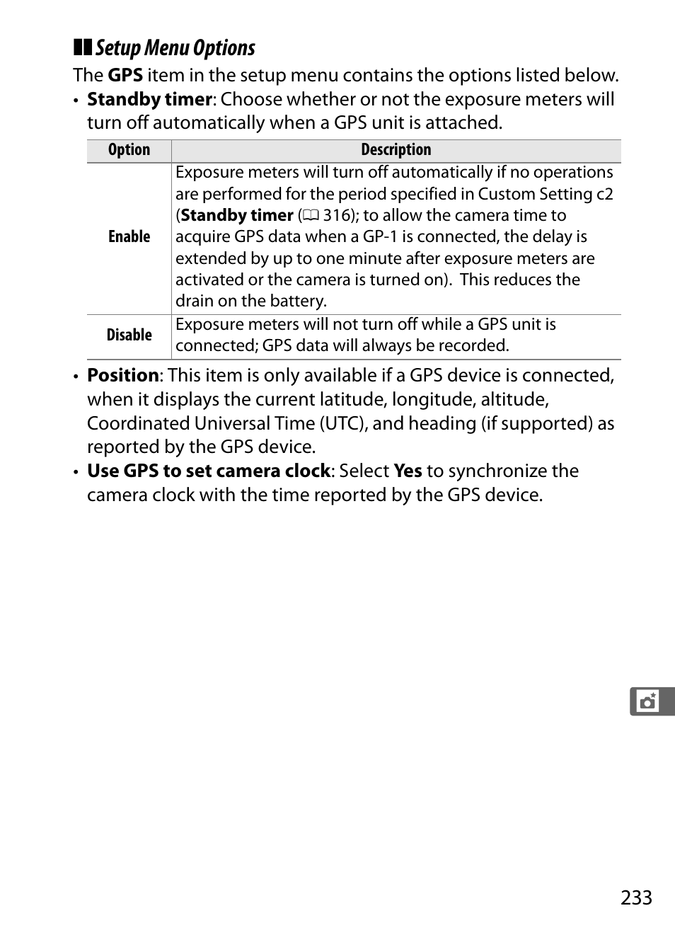 Setup menu options | Nikon D4 User Manual | Page 259 / 484