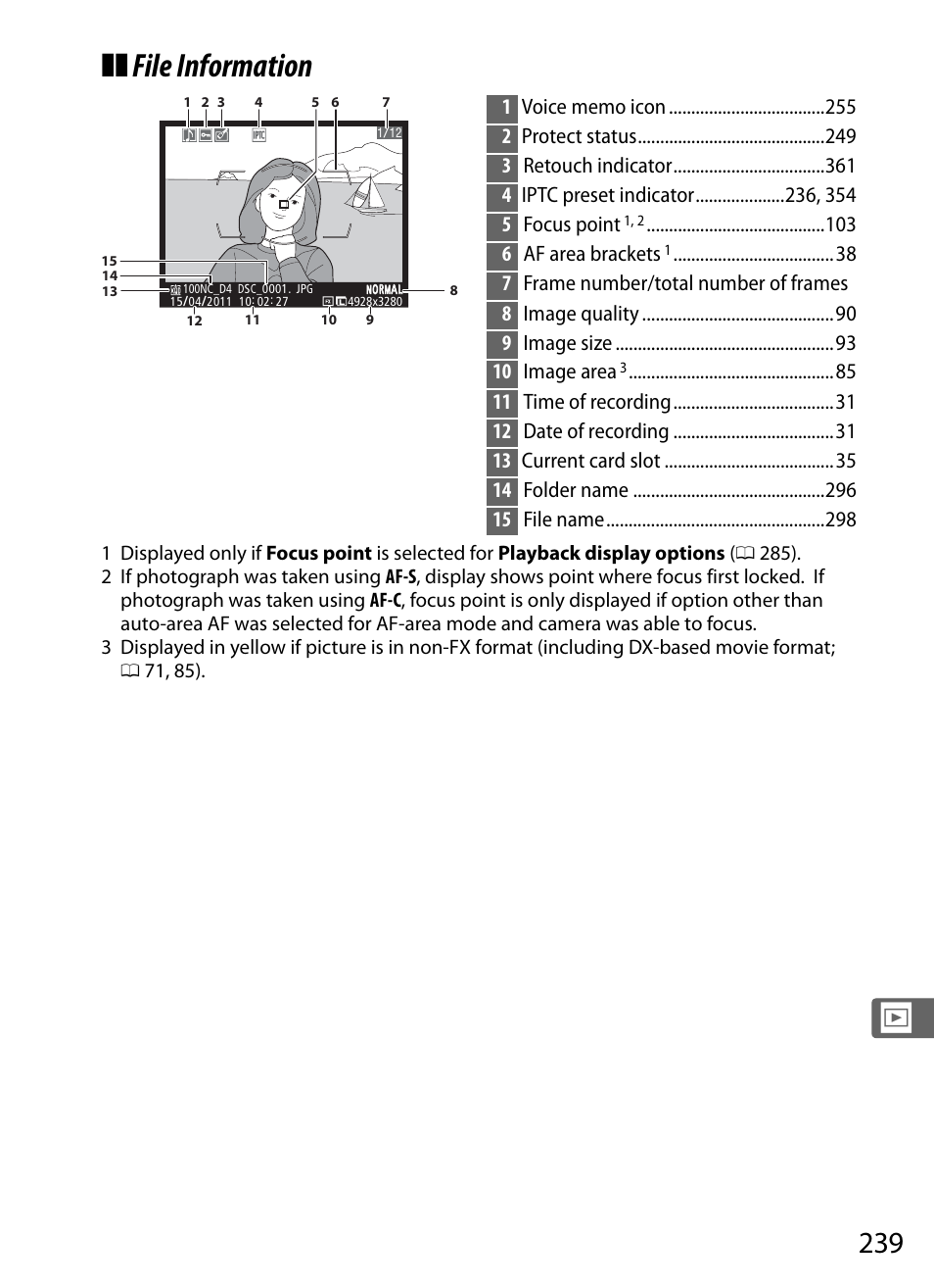 File information | Nikon D4 User Manual | Page 265 / 484