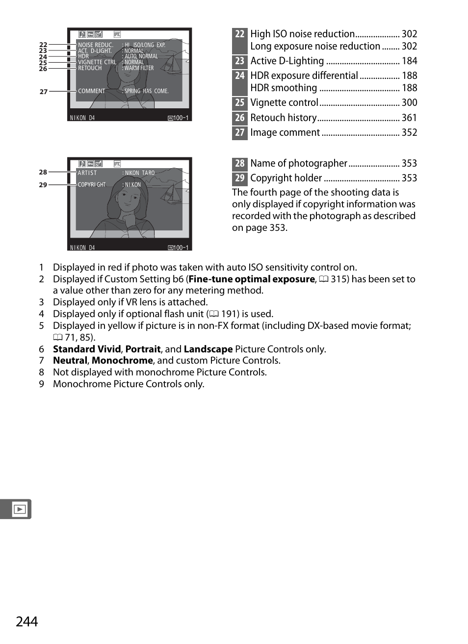 28 name of photographer 29 copyright holder | Nikon D4 User Manual | Page 270 / 484