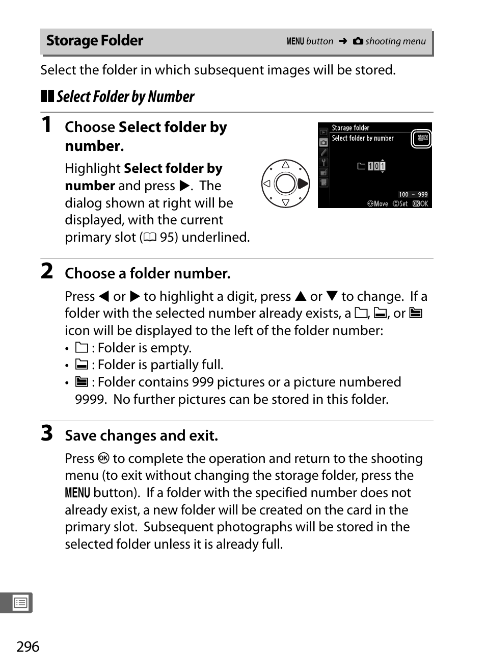 Storage folder | Nikon D4 User Manual | Page 322 / 484