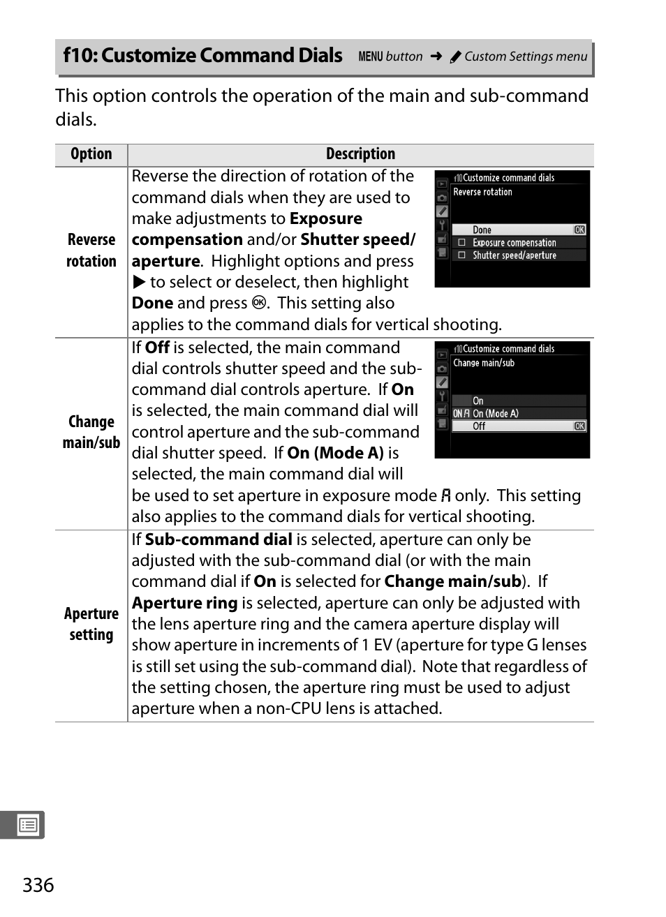 F10: customize command dials | Nikon D4 User Manual | Page 362 / 484