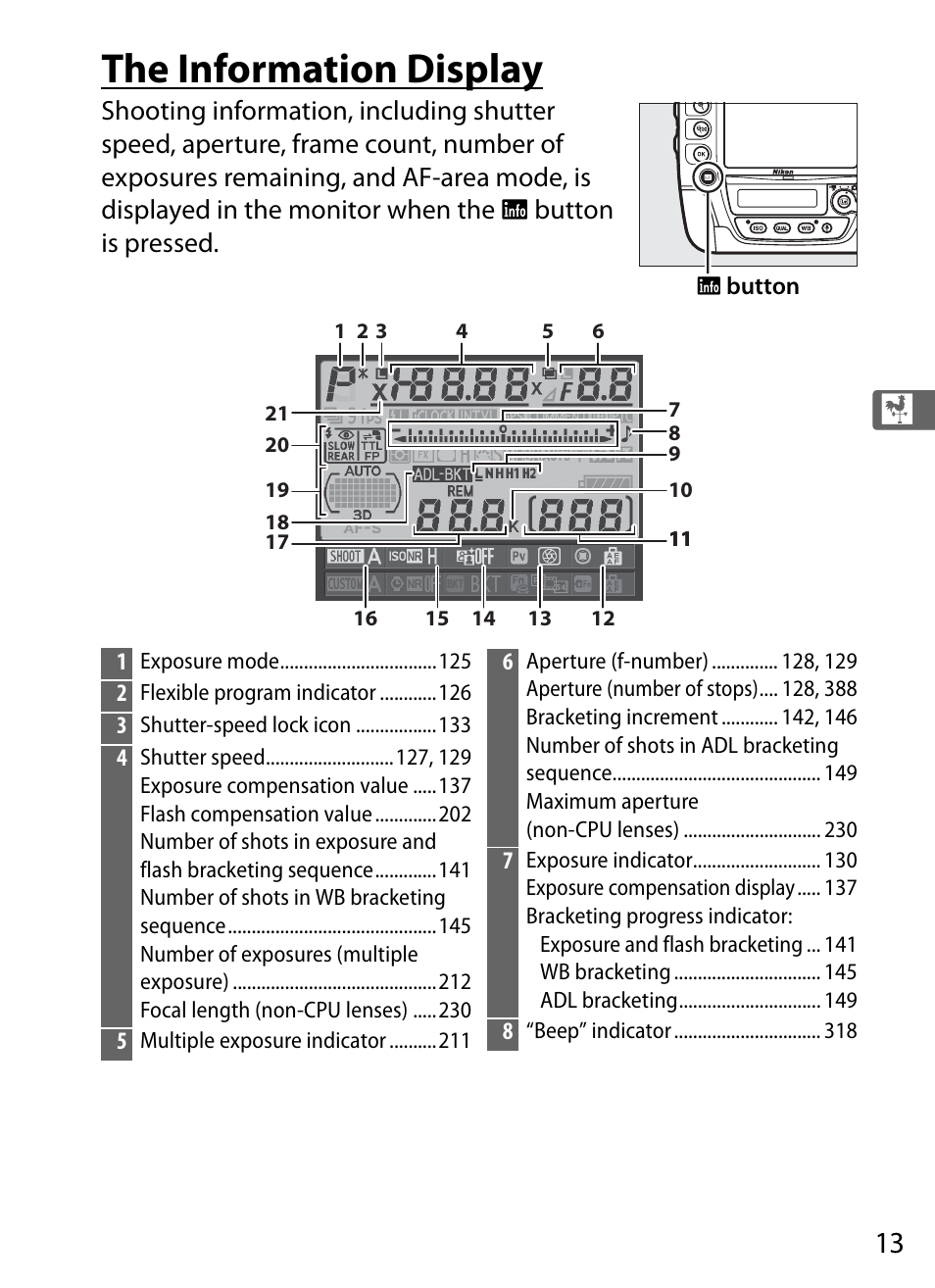 The information display | Nikon D4 User Manual | Page 39 / 484