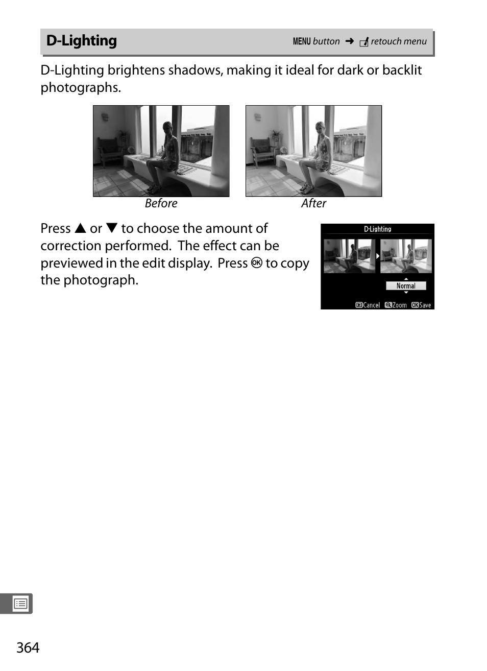 D-lighting | Nikon D4 User Manual | Page 390 / 484