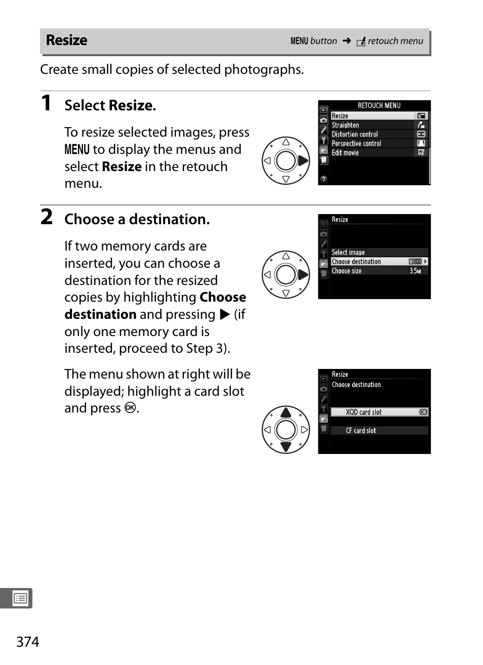 Resize | Nikon D4 User Manual | Page 400 / 484