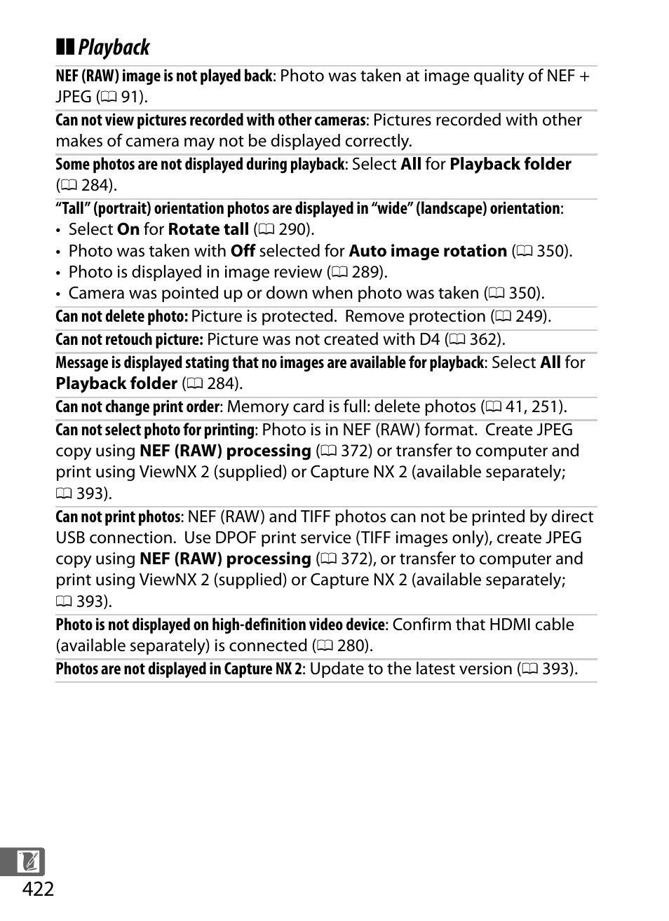 Playback | Nikon D4 User Manual | Page 448 / 484