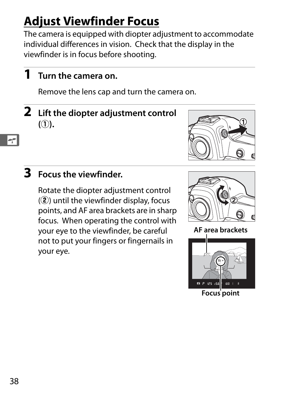Adjust viewfinder focus | Nikon D4 User Manual | Page 64 / 484