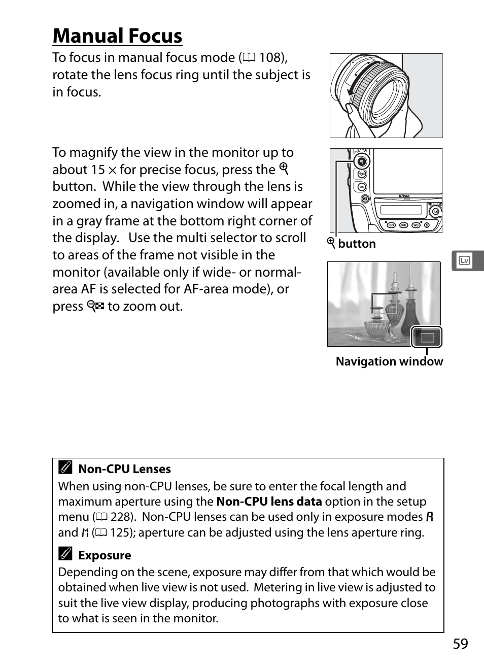 Manual focus | Nikon D4 User Manual | Page 85 / 484