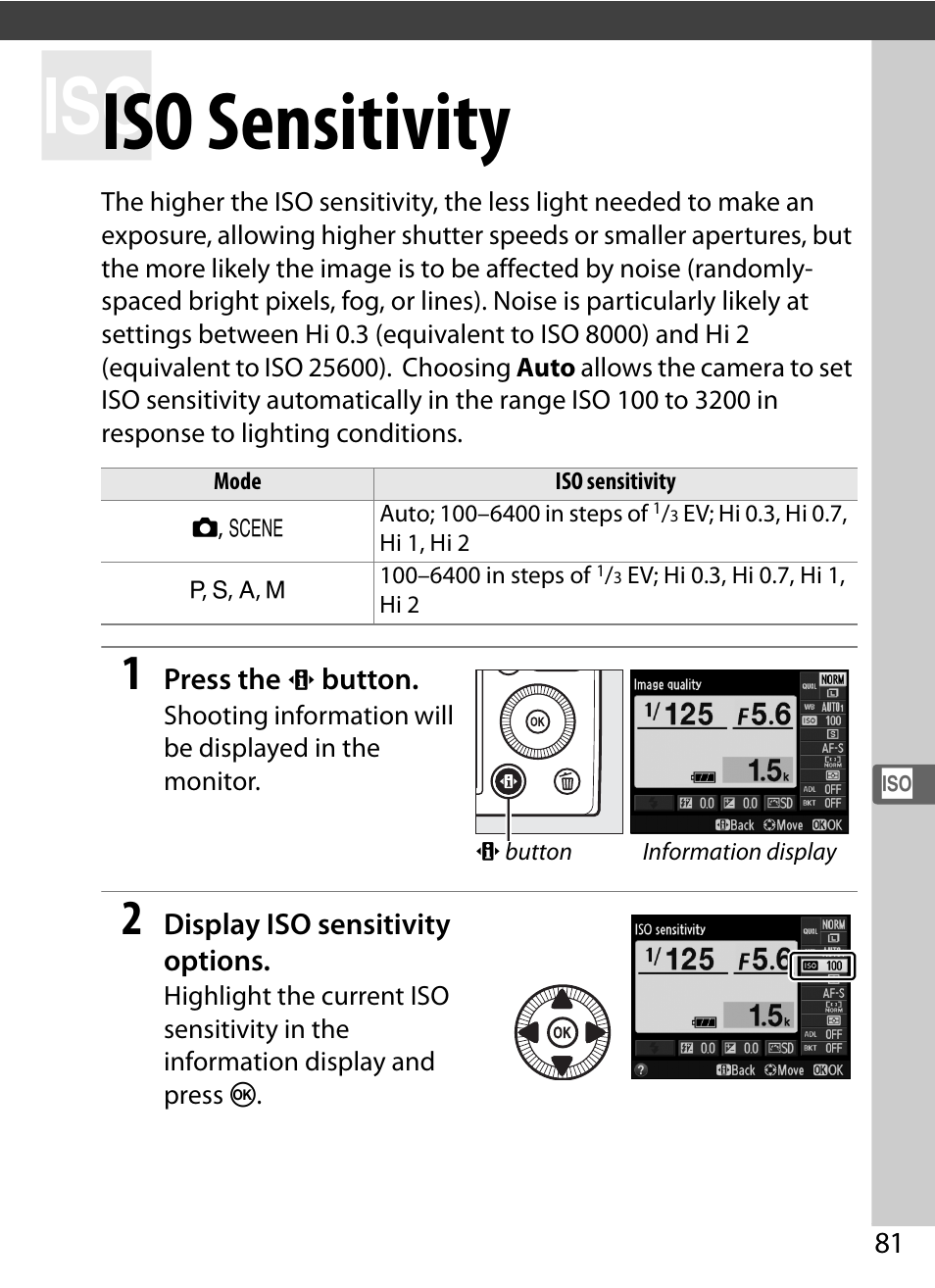 Iso sensitivity, 0 81). i | Nikon COOLPIX-A User Manual | Page 101 / 278