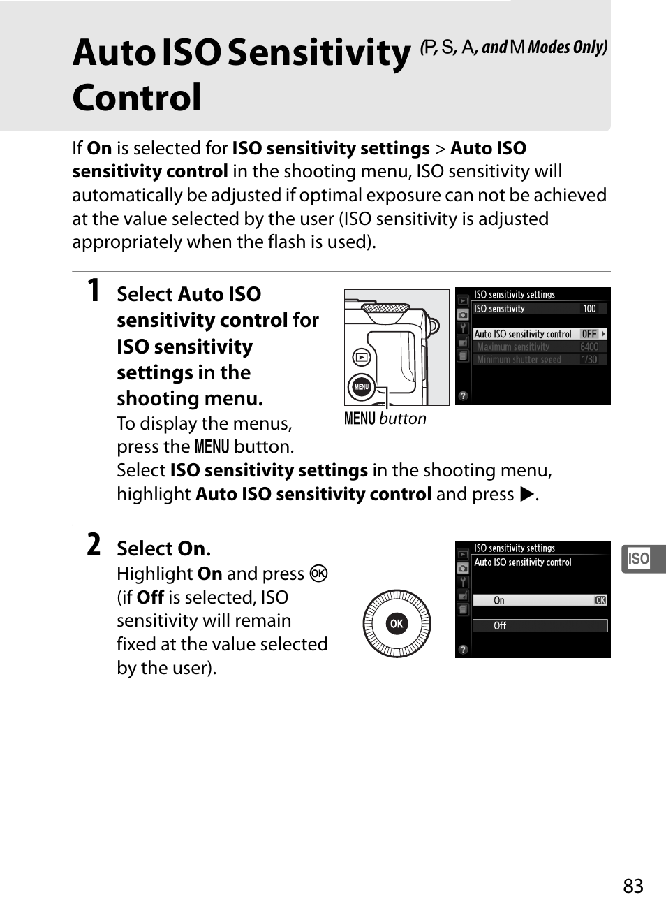 Auto iso sensitivity control, Ge 83 | Nikon COOLPIX-A User Manual | Page 103 / 278