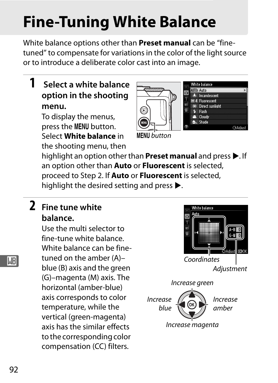 Fine-tuning white balance | Nikon COOLPIX-A User Manual | Page 112 / 278