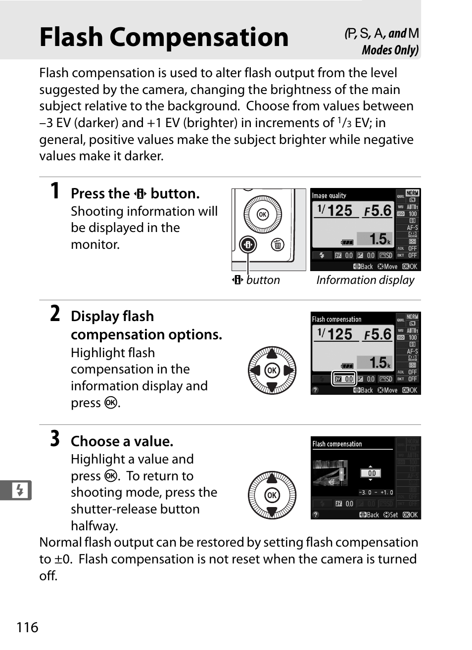 Flash compensation, 16) when shooti | Nikon COOLPIX-A User Manual | Page 136 / 278