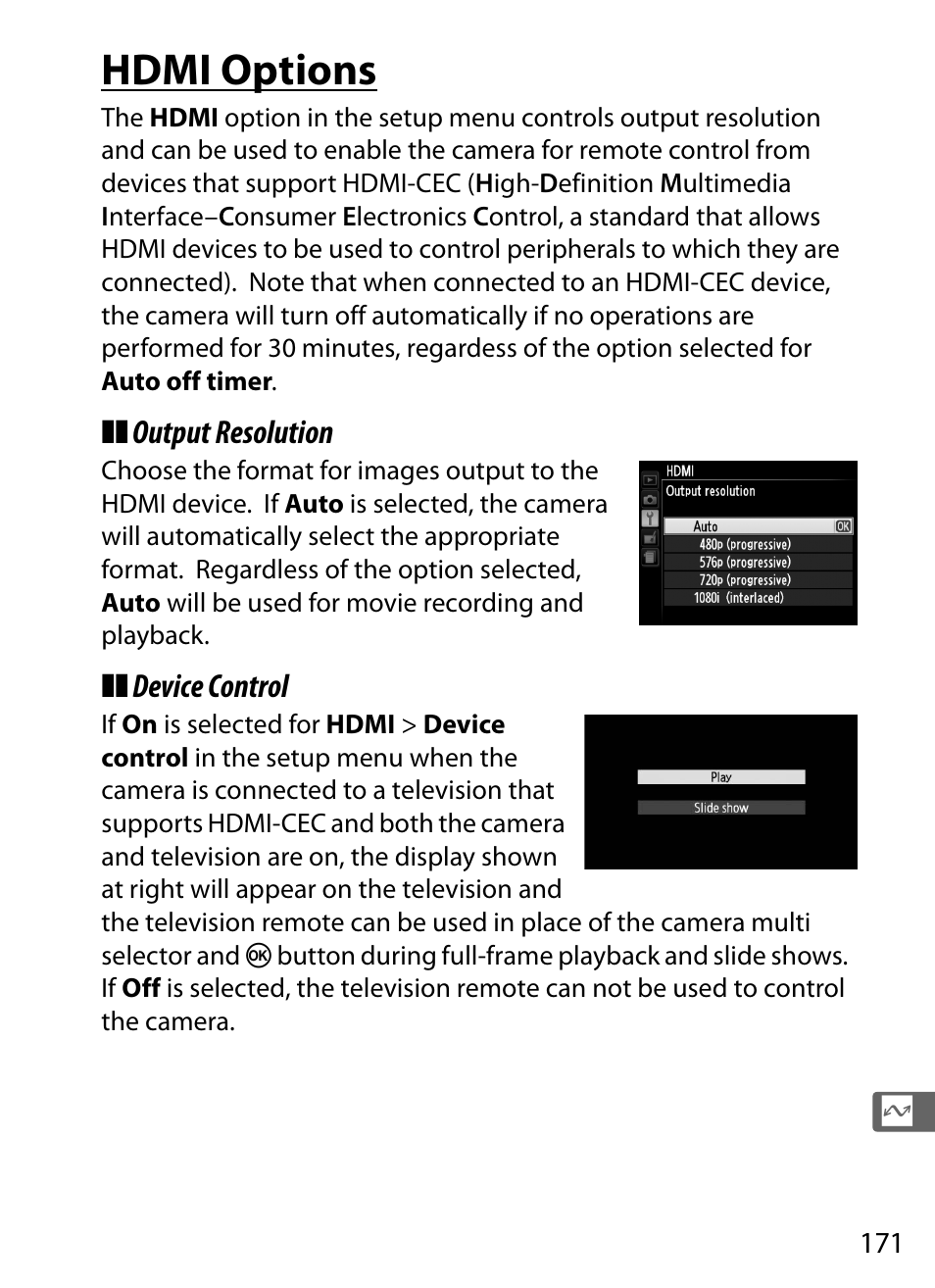 Hdmi options | Nikon COOLPIX-A User Manual | Page 191 / 278