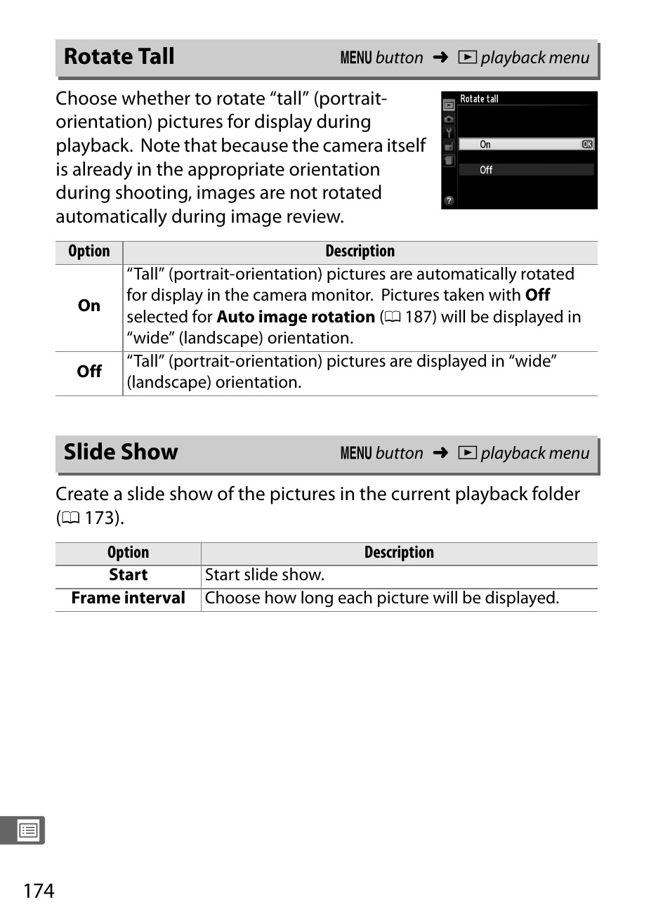 Rotate tall, Slide show, Rotate tall slide show | Nikon COOLPIX-A User Manual | Page 194 / 278