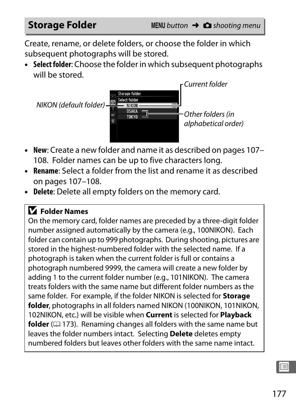 Storage folder, Ng menu | Nikon COOLPIX-A User Manual | Page 197 / 278