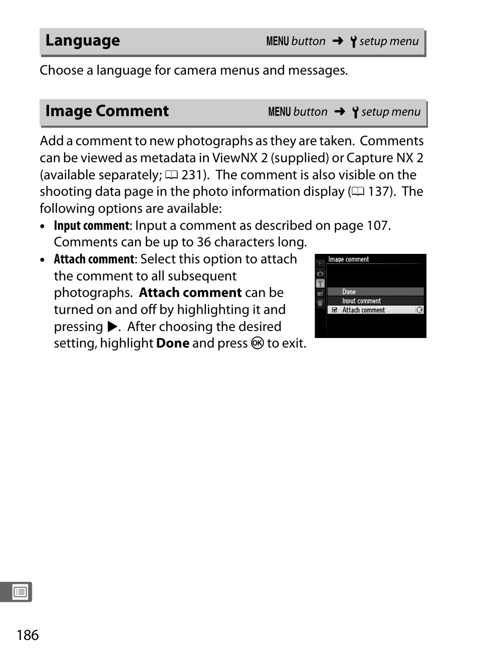 Language, Image comment, Language image comment | Nikon COOLPIX-A User Manual | Page 206 / 278