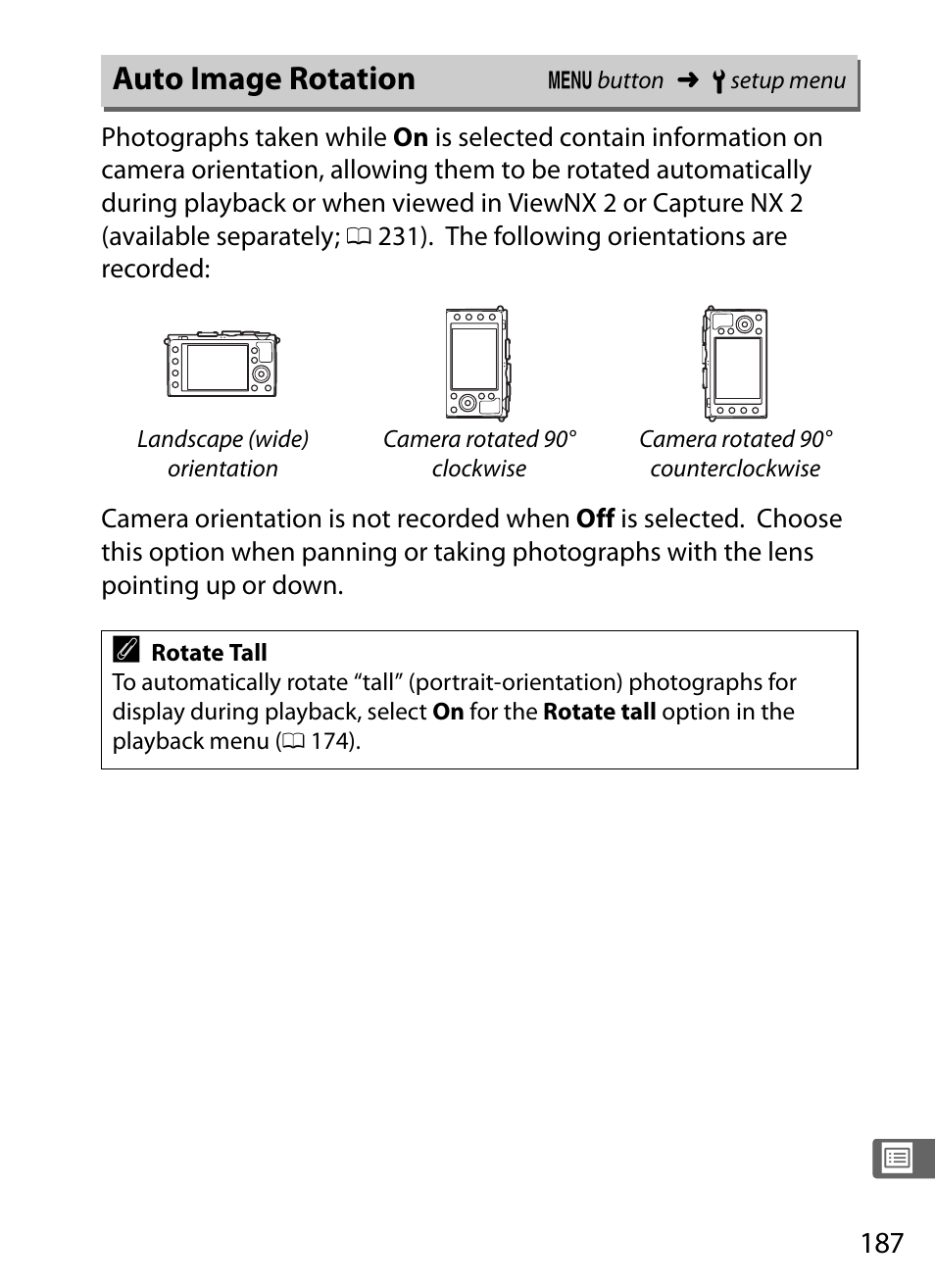 Auto image rotation | Nikon COOLPIX-A User Manual | Page 207 / 278