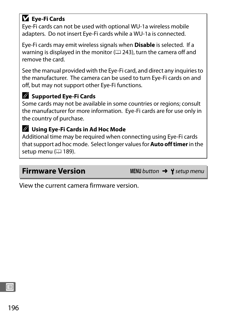 Firmware version | Nikon COOLPIX-A User Manual | Page 216 / 278