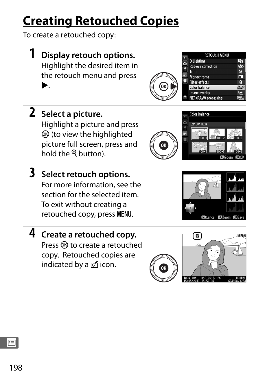 Creating retouched copies | Nikon COOLPIX-A User Manual | Page 218 / 278