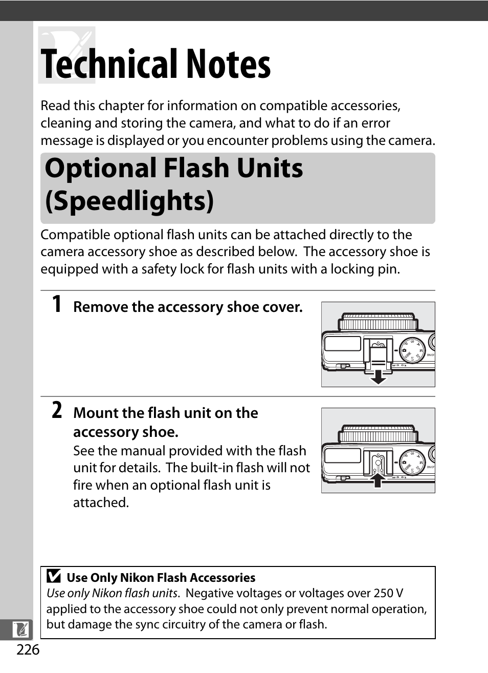 Technical notes, Optional flash units (speedlights) | Nikon COOLPIX-A User Manual | Page 246 / 278