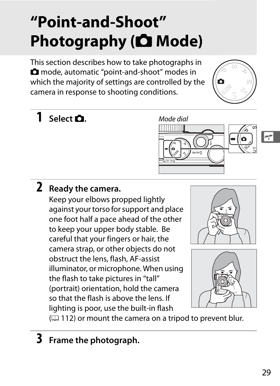 Point-and-shoot” photography (auto mode), Point-and-shoot” photography, I mode) | Point-and-shoot” photography ( i mode) | Nikon COOLPIX-A User Manual | Page 49 / 278