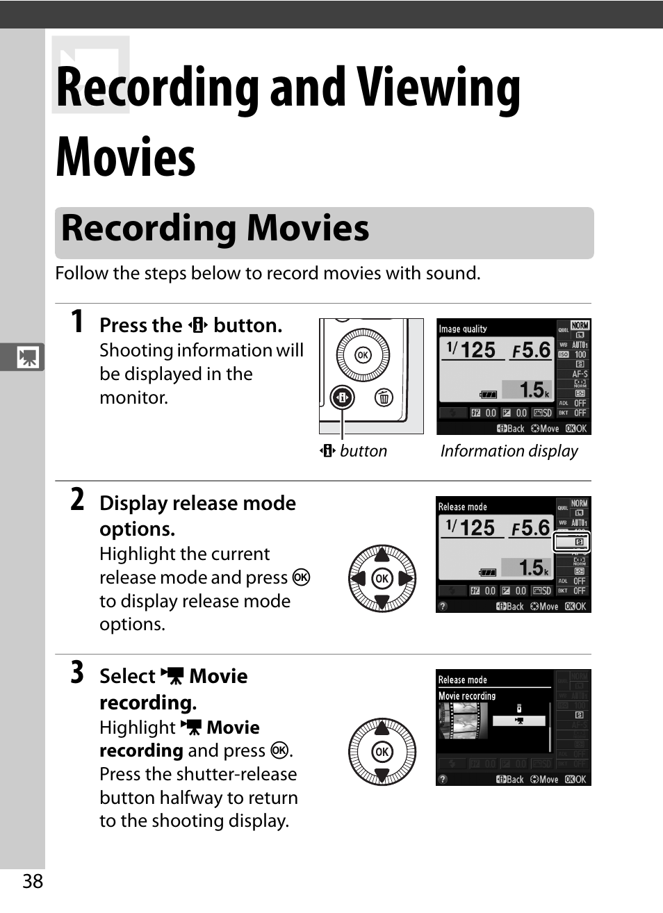 Recording and viewing movies, Recording movies | Nikon COOLPIX-A User Manual | Page 58 / 278