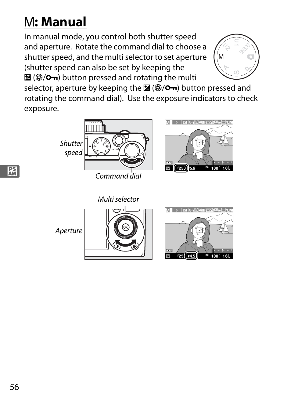 M: manual, M : manual | Nikon COOLPIX-A User Manual | Page 76 / 278