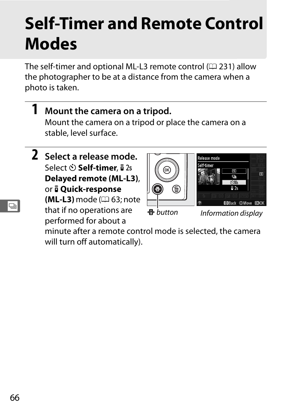 Self-timer and remote control modes | Nikon COOLPIX-A User Manual | Page 86 / 278