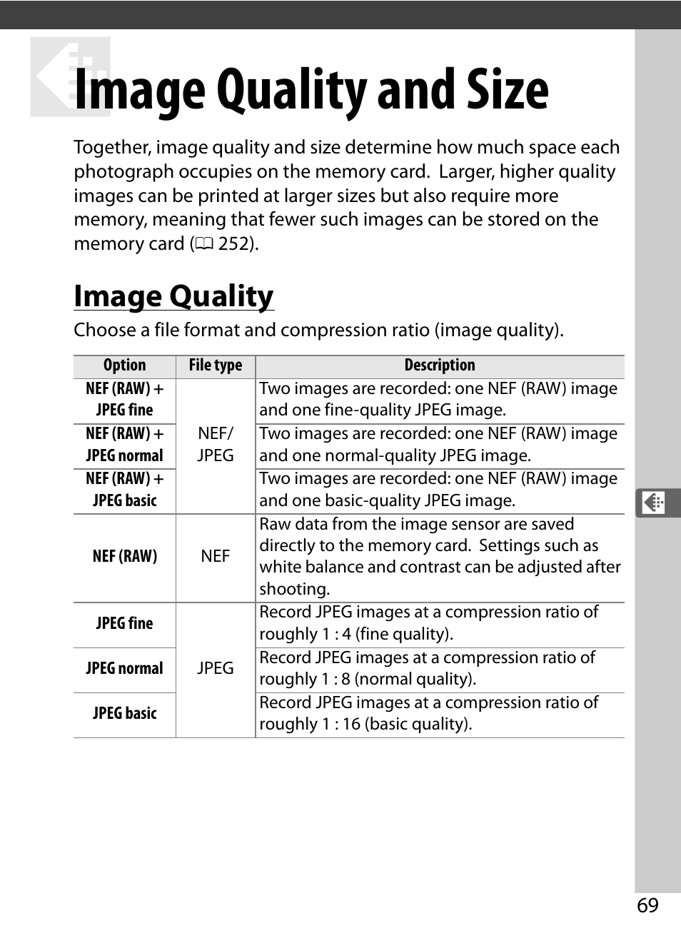 Image quality and size, Image quality | Nikon COOLPIX-A User Manual | Page 89 / 278