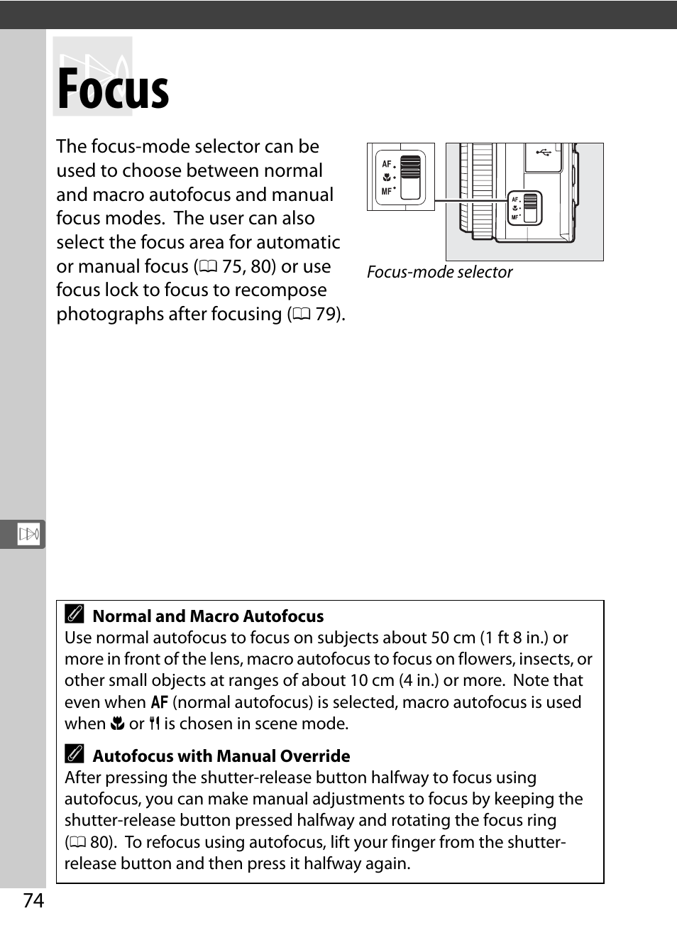 Focus | Nikon COOLPIX-A User Manual | Page 94 / 278