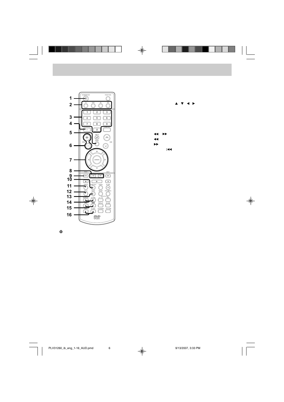 Control reference guide | Audiovox FPE2607DV User Manual | Page 7 / 31