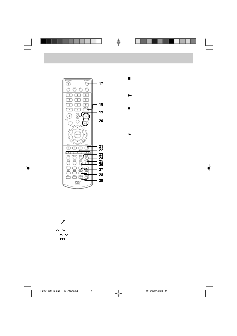 Control reference guide | Audiovox FPE2607DV User Manual | Page 8 / 31