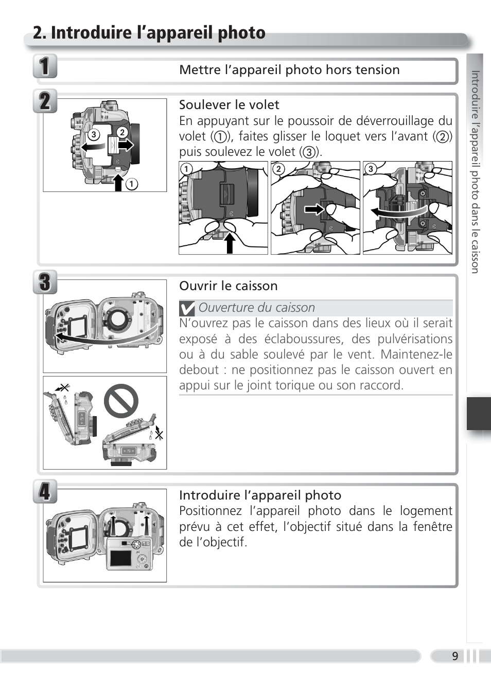 Introduire l’appareil photo | Nikon WP-CP3 Coolpix 4600-5600 User Manual | Page 69 / 80