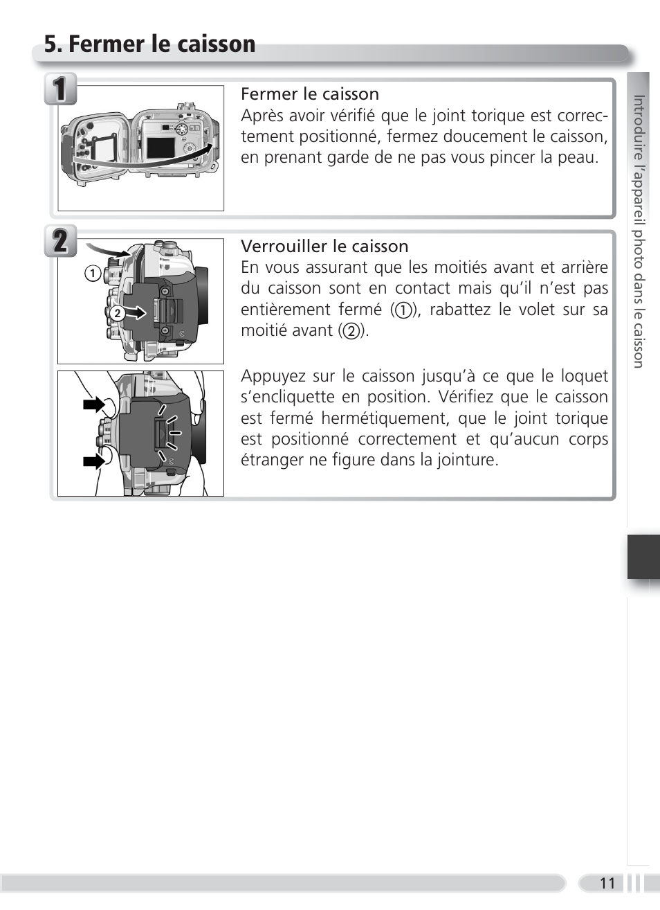 Fermer le caisson | Nikon WP-CP3 Coolpix 4600-5600 User Manual | Page 71 / 80