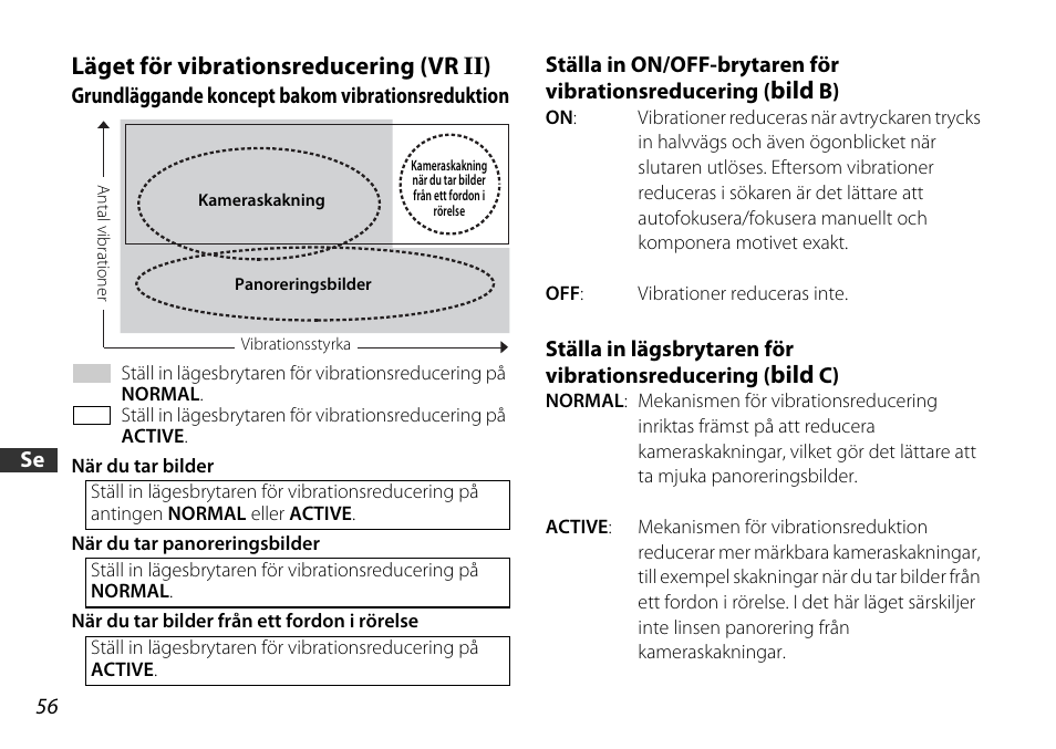 Läget för vibrationsreducering (vr ii), Grundläggande koncept bakom vibrationsreduktion, S. 56) | Ring (s. 56), Bild | Nikon AF-S DX 16-85mm f-3.5-5.6G ED VR User Manual | Page 56 / 128