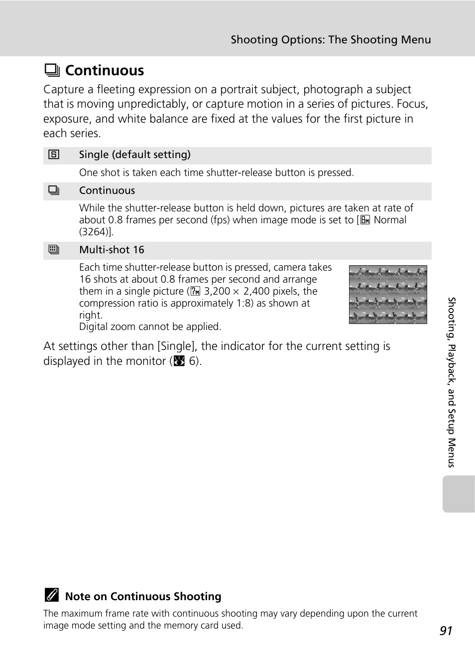 Continuous, C 91), bs, Qcontinuous | Nikon S51 User Manual | Page 103 / 151