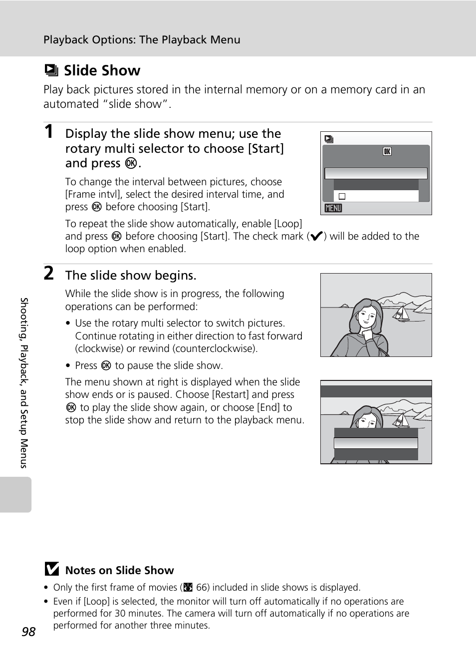 Slide show, Zslide show | Nikon S51 User Manual | Page 110 / 151