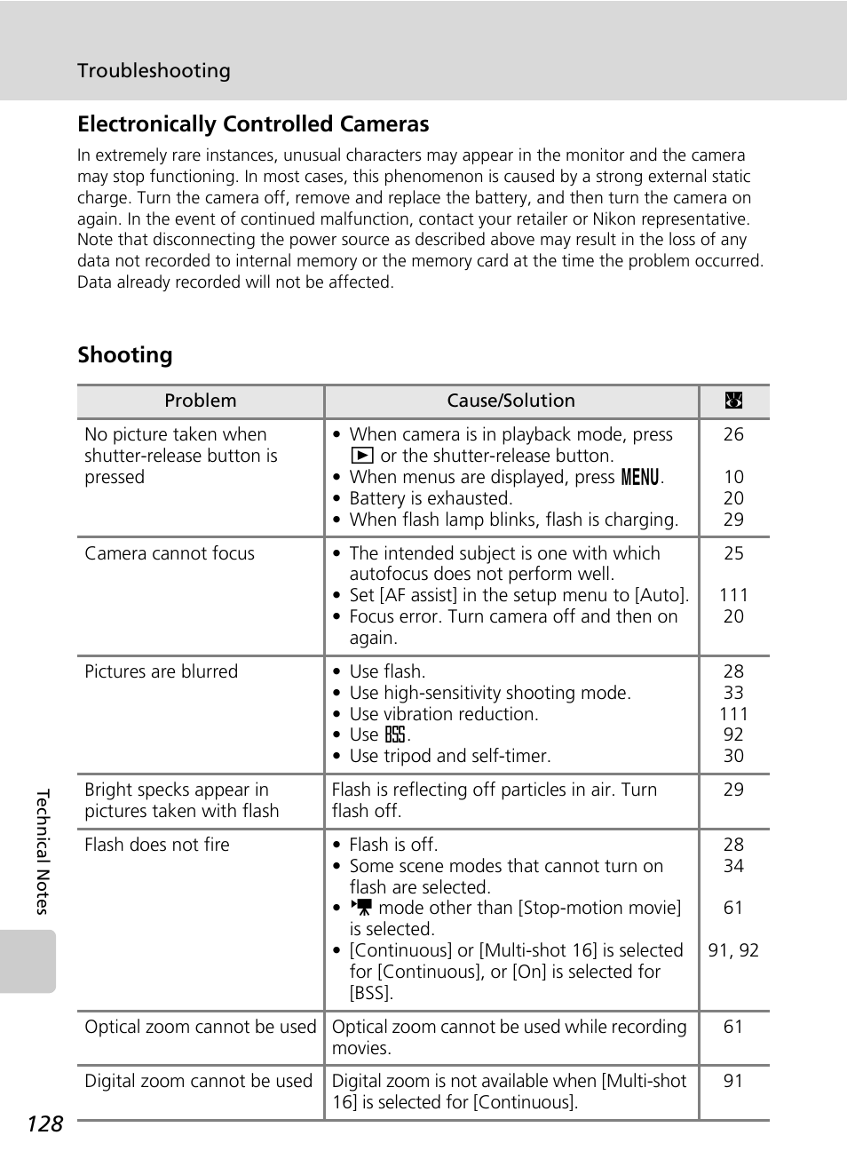 Electronically controlled cameras, Shooting | Nikon S51 User Manual | Page 140 / 151