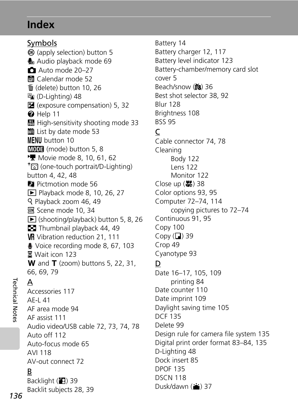 Index | Nikon S51 User Manual | Page 148 / 151