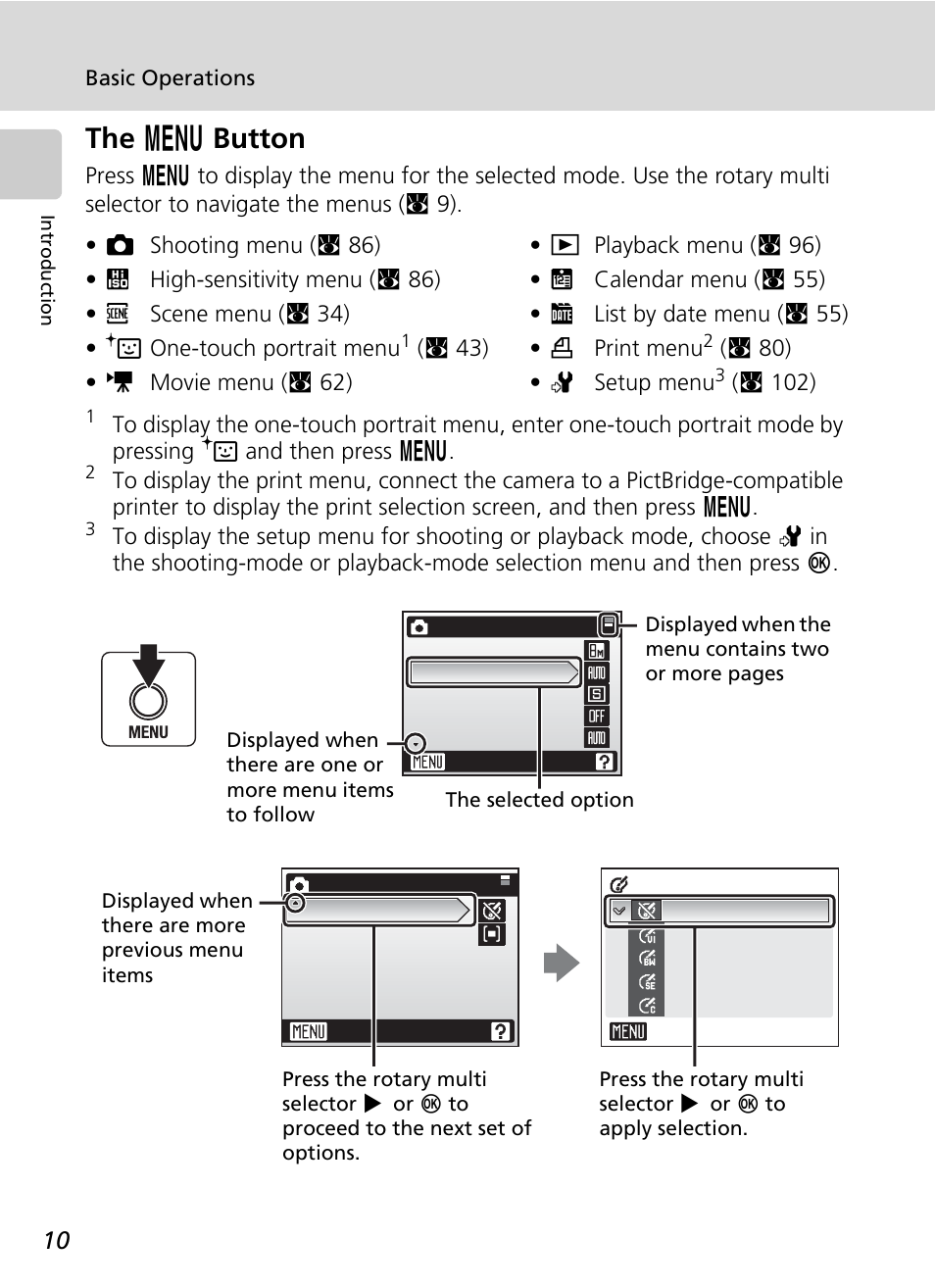The menu button, The m button, C 10 | Nikon S51 User Manual | Page 22 / 151