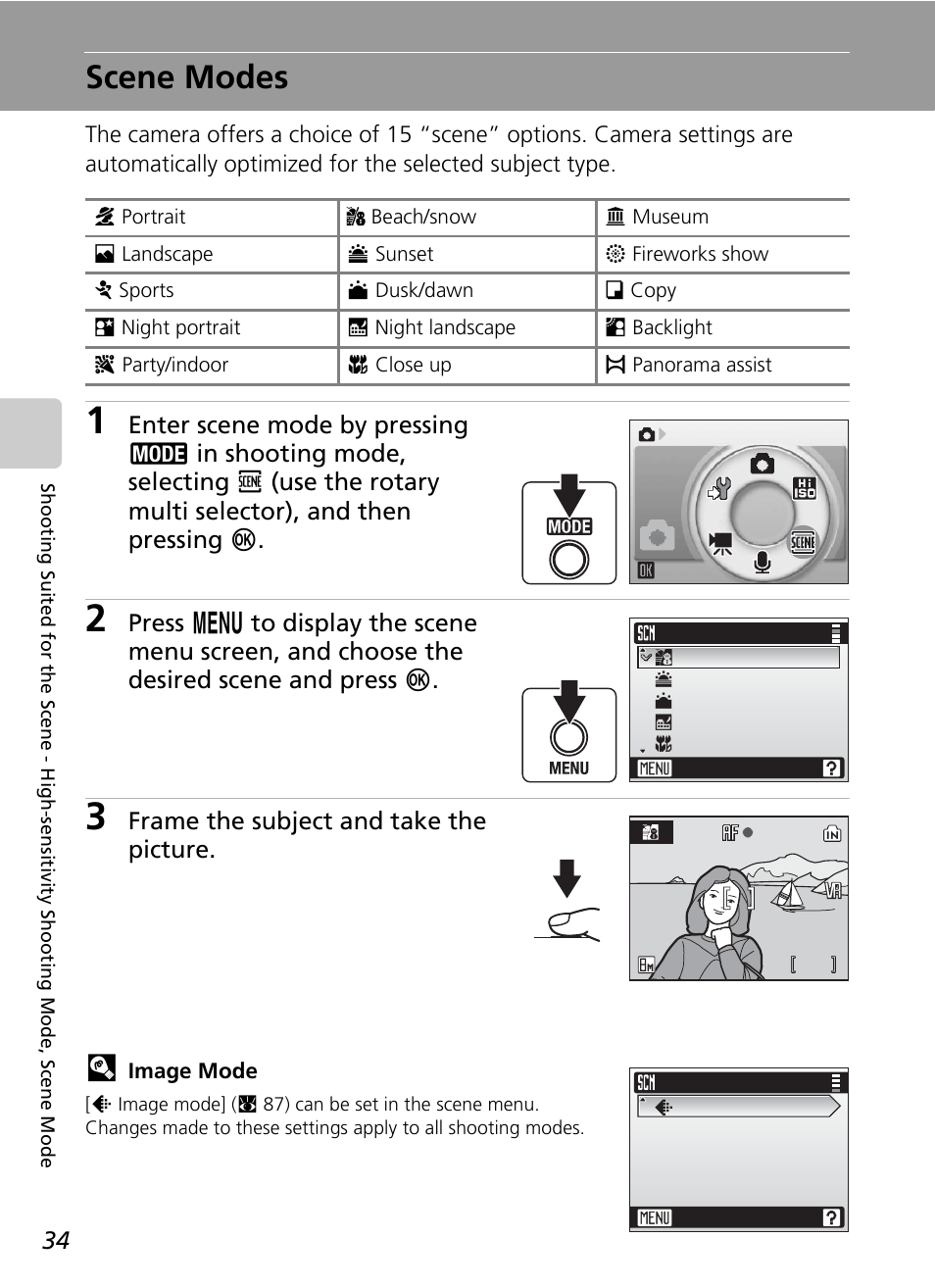 Scene modes, C 34, C 34) | Nikon S51 User Manual | Page 46 / 151