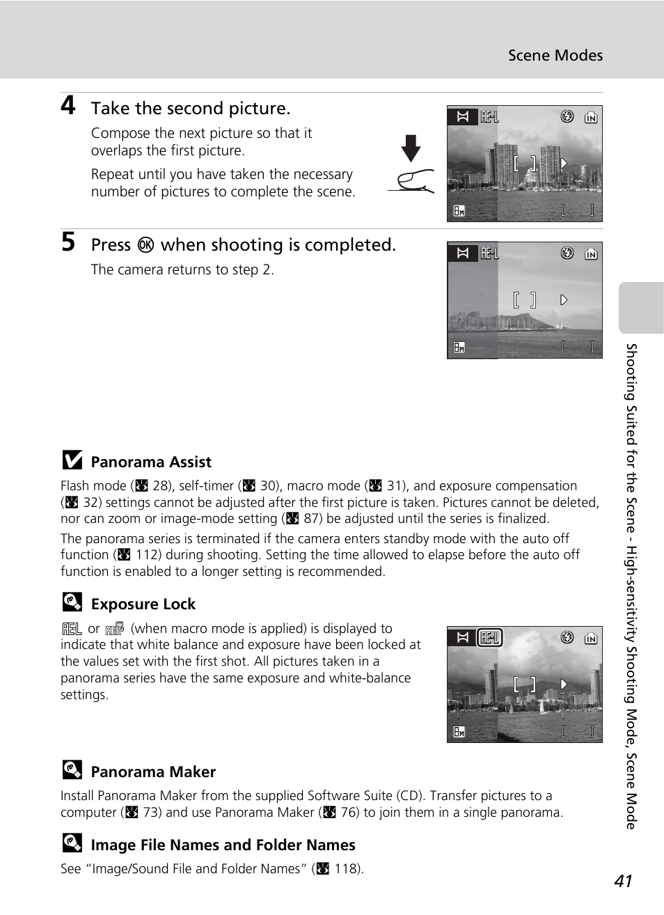 Take the second picture, Press d when shooting is completed | Nikon S51 User Manual | Page 53 / 151