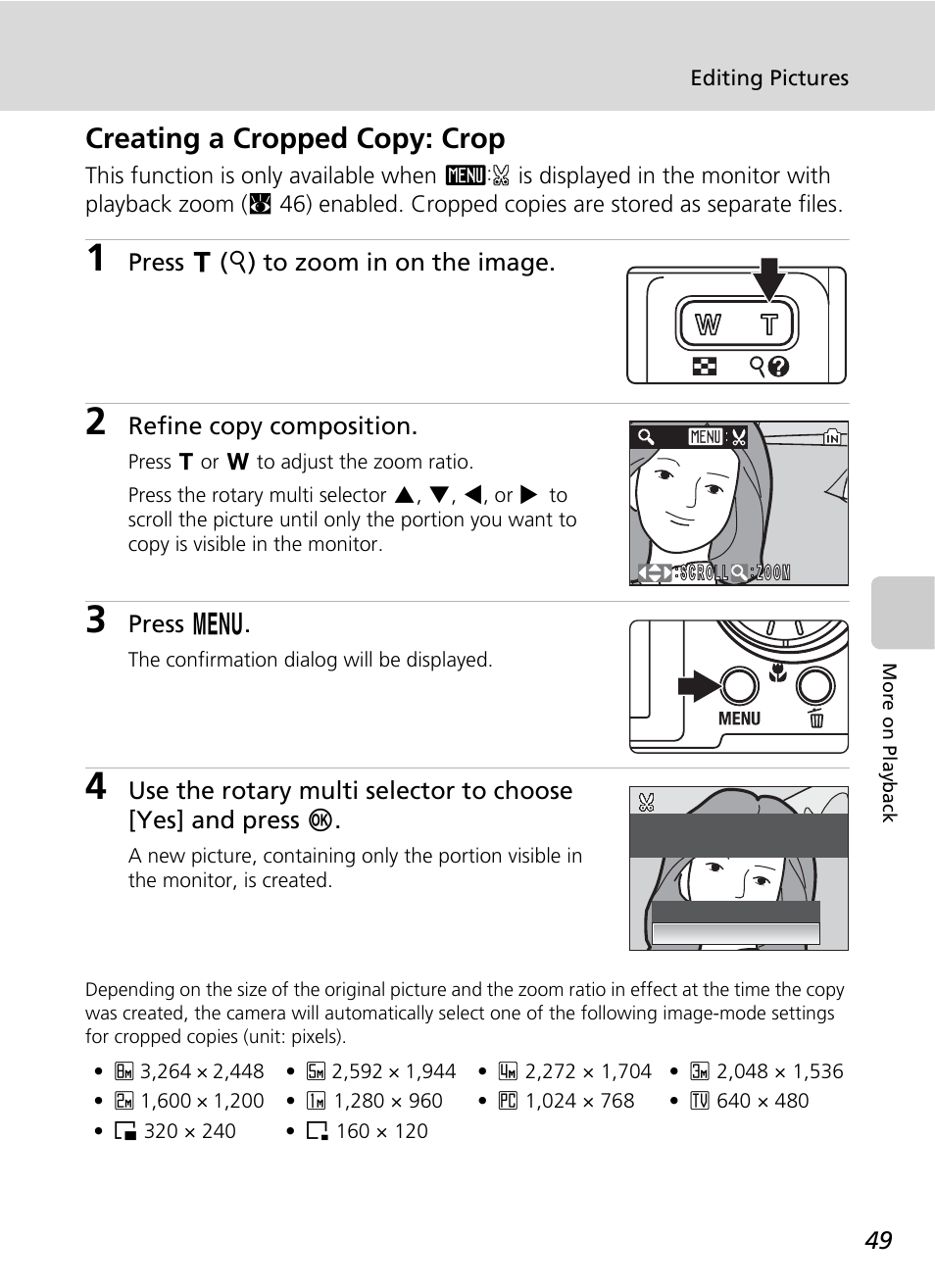 Creating a cropped copy: crop | Nikon S51 User Manual | Page 61 / 151