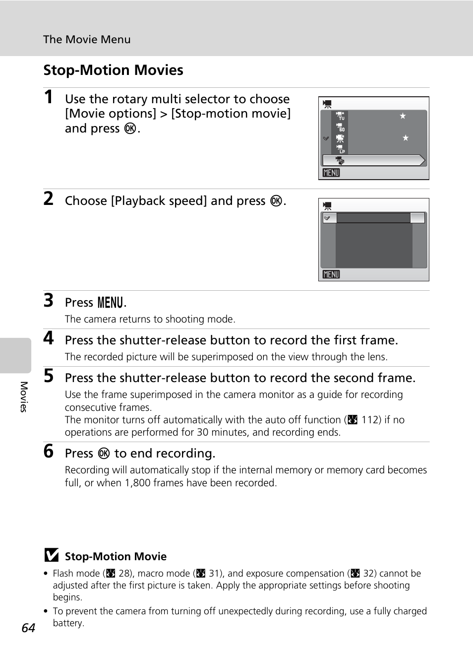 Stop-motion movies | Nikon S51 User Manual | Page 76 / 151