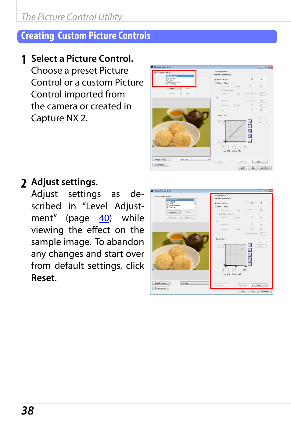 Creating custom picture controls | Nikon D800 User Manual | Page 40 / 48