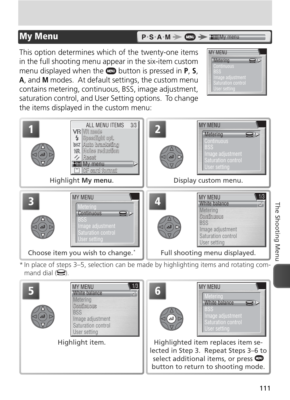 My menu | Nikon 8800 User Manual | Page 121 / 170